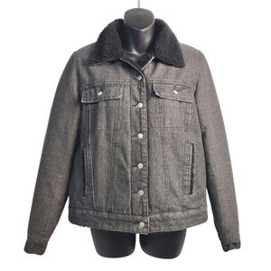 Kendall & Kylie Denim Jacket Women's Black Fleece Lined Jacket Size M